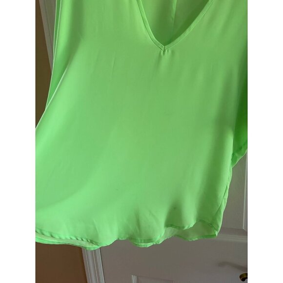 Lush Womens Top Slouchy Neon Green Small Semi Sheer - Picture 4 of 4